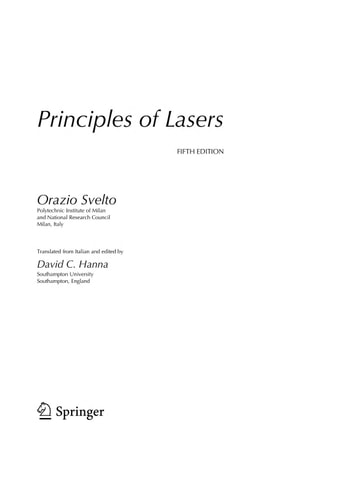 Principles of Lasers (5th Edition)