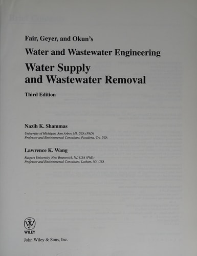 Fair, Geyer, and Okun's, Water and Wastewater Engineering: Water Supply and Wastewater Removal (3rd Edition)