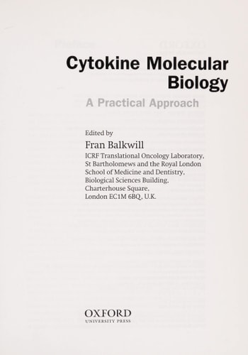 Cytokine Molecular Biology (A Practical Approach) (3rd Edition)