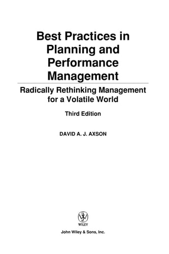 Best Practices in Planning and Performance Management (Radically Rethinking Management for a Volatile World) (3rd Edition)