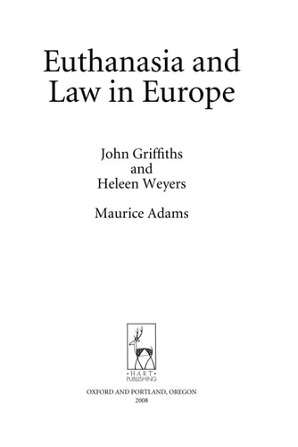 Euthanasia and Law in Europe (2nd Edition)