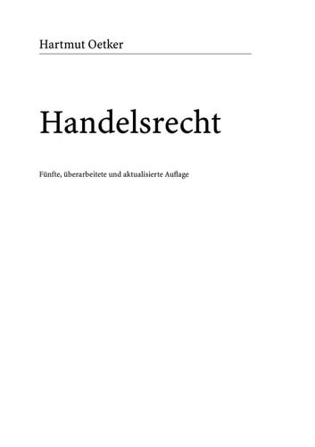 Handelsrecht (5th Edition)