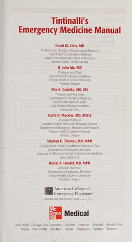 Tintinalli's Emergency Medicine Manual 7/E