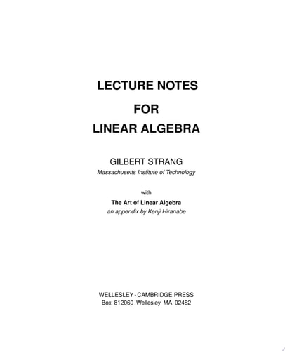 Lecture Notes for Linear Algebra (1st Edition)