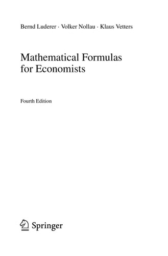 Mathematical Formulas for Economists (4th Edition)