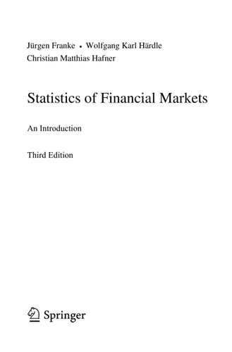 Statistics of Financial Markets (An Introduction) (3rd Edition)