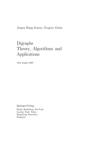 Digraphs (Theory, Algorithms and Applications) (2nd Edition)