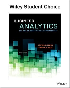 Business Analytics; The Art of Modeling With Spreadsheets (5th Edition)