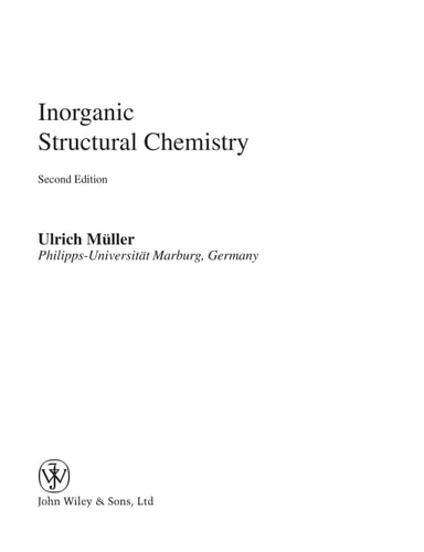 Inorganic Structural Chemistry (2nd Edition)